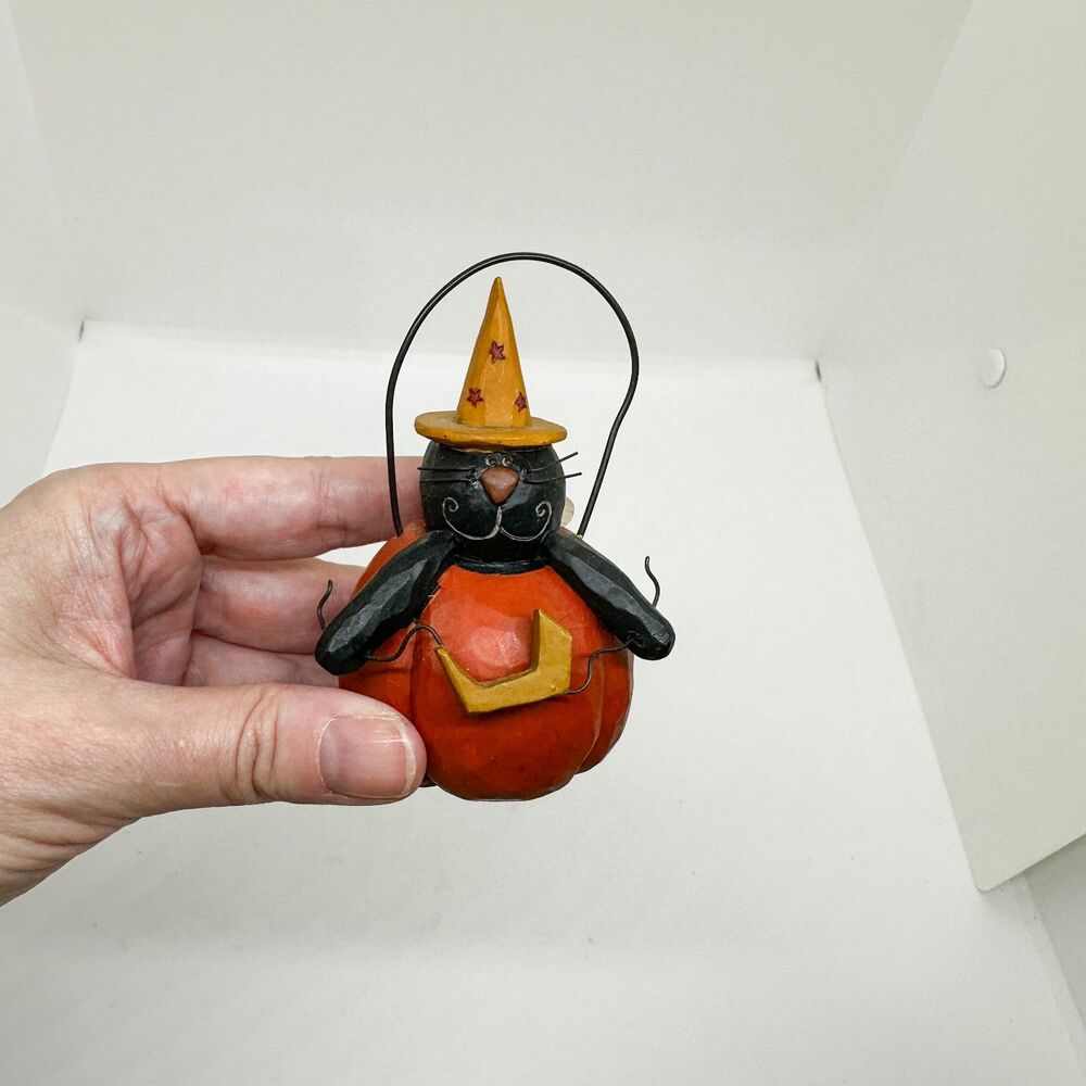 Vintage Blossom Bucket Black Cat Halloween Pumpkin Celestial Moon